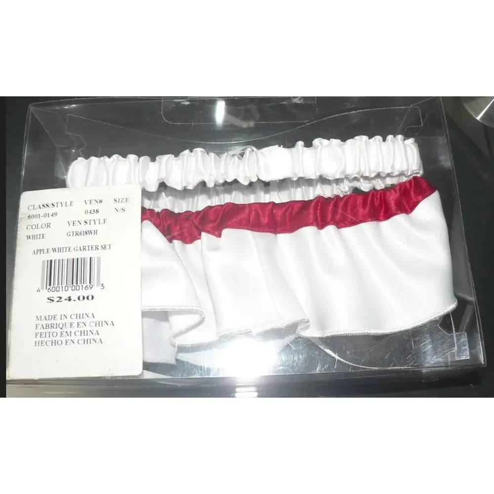 David's Bridal Women's Set of 2‎ Garter Set in Apple/White One Size